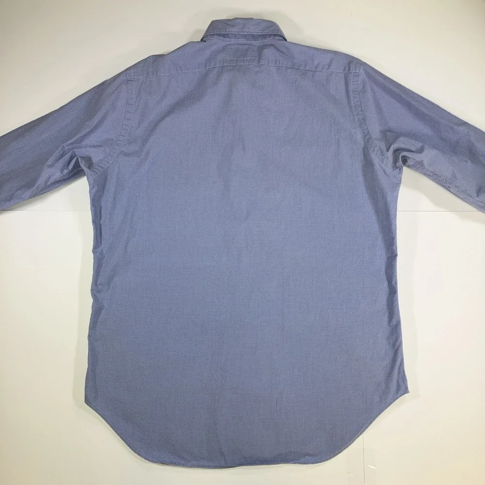 Vintage Polo Ralph Lauren Andrew Dress Shirt Mens 16 34/35 Blue Mini Check